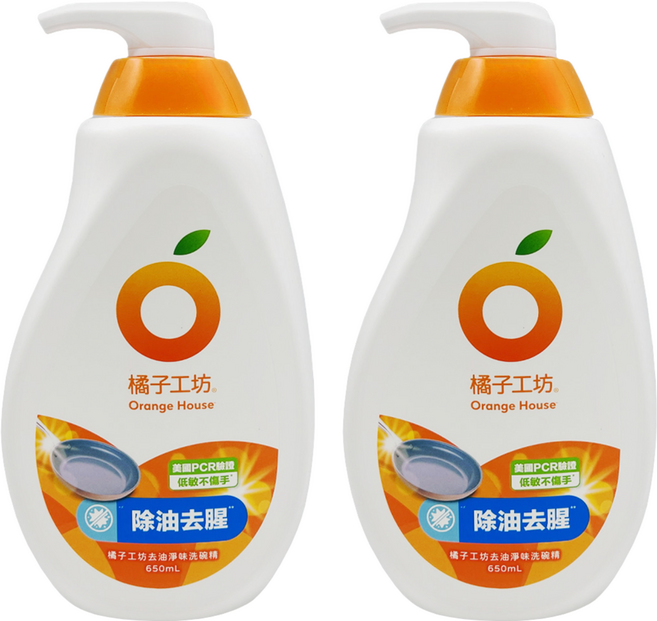 Orange House 橘子工坊 去油淨味洗碗精, 650ml, 2瓶