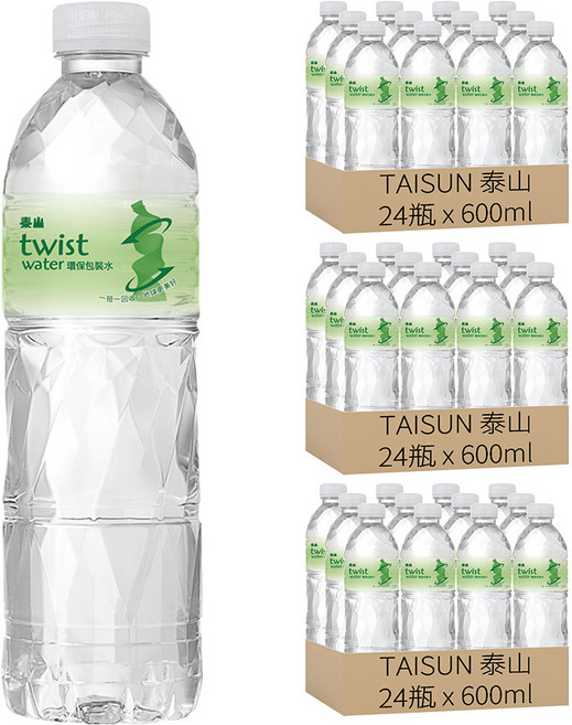 TAISUN 泰山 twist water 環保包裝水, 600ml, 72瓶