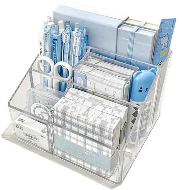 생활스쿨 책상 연필 꽂이 정리함, 투명, 1개