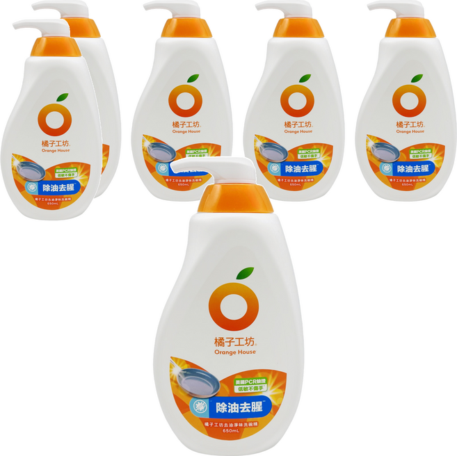 Orange House 橘子工坊 去油淨味洗碗精, 650ml, 6瓶