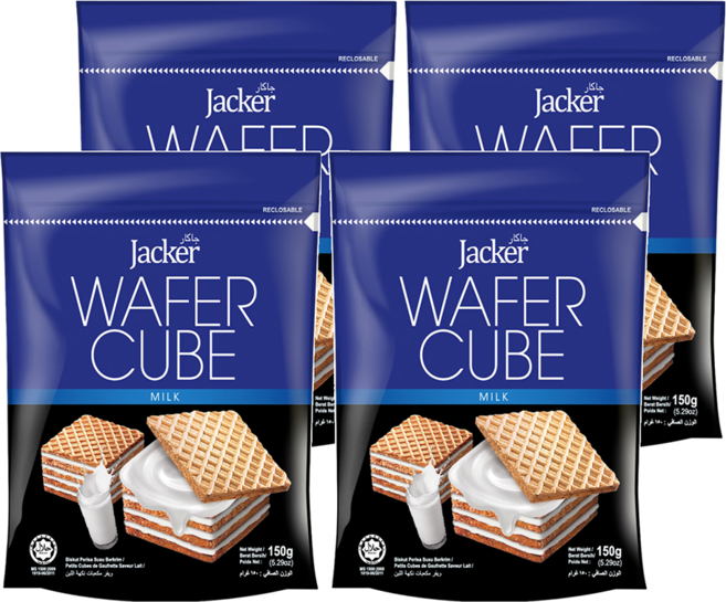 Jacker 傑克牛奶方形威化酥, 150g, 4包
