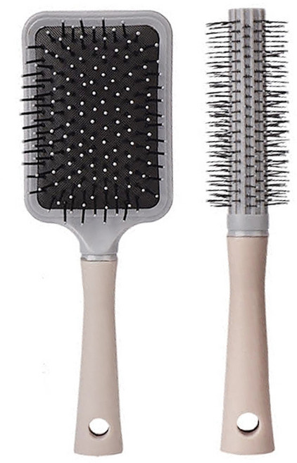 理享家 方形氣墊按摩梳 + 捲髮梳, 粉色, 1組