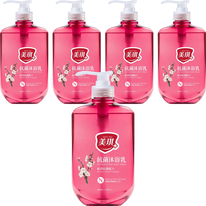 美琪 抗菌沐浴乳 杏桃花與蜂蜜 + Q10, 5瓶