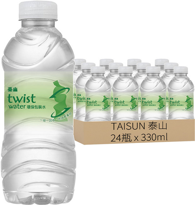 TAISUN 泰山 twist water 環保包裝水, 330ml, 24瓶