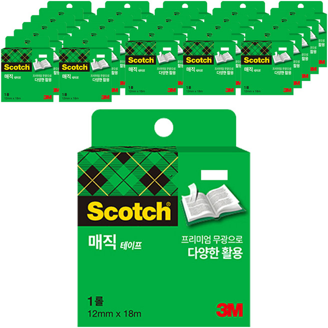 스카치 매직 테이프 리필 12mm x 18m, 혼합색상, 28개