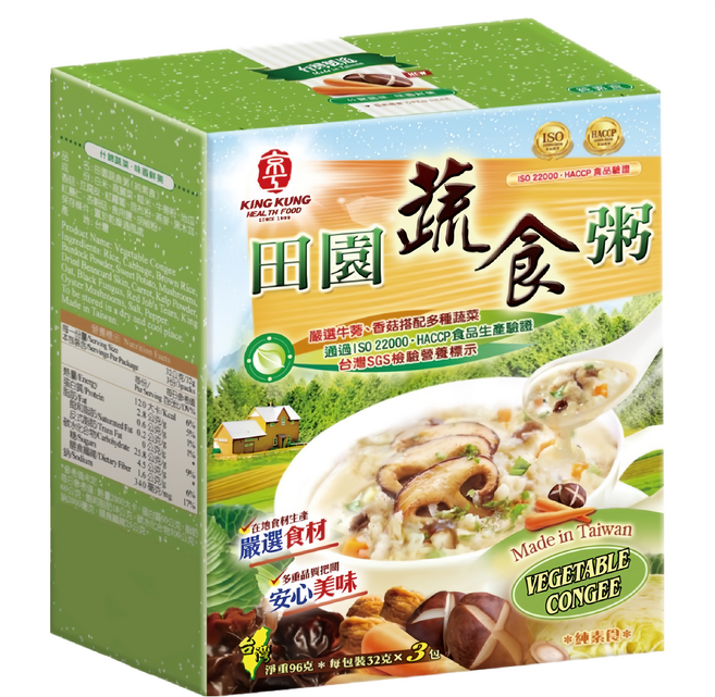 京工 田園蔬食粥, 96g, 1盒