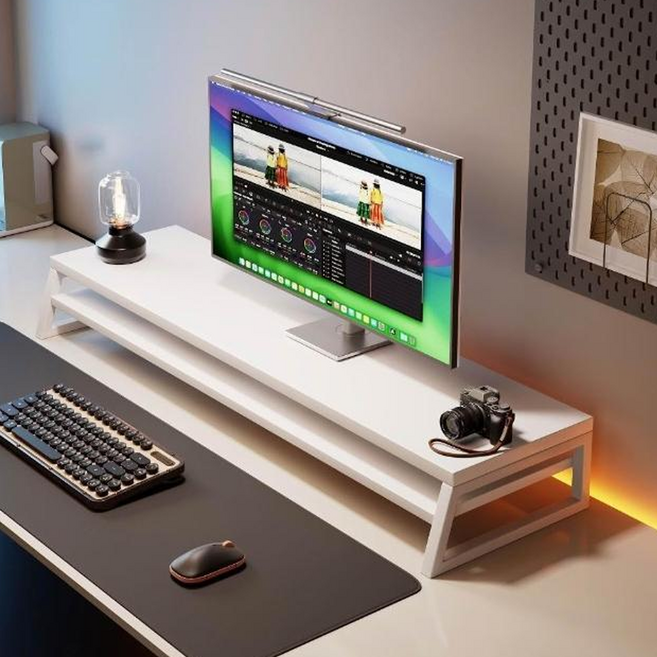 小麥購物 電腦螢幕增高架 L1215 50 x 20 x 15cm 雙層, 白色