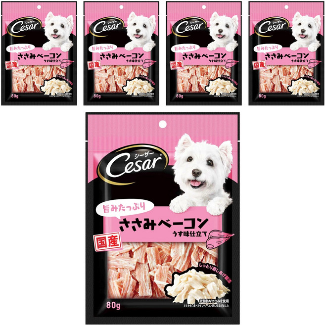 Cesar 西莎 點心系列 狗零食, 低脂雞胸培根切片口味, 80g, 5包