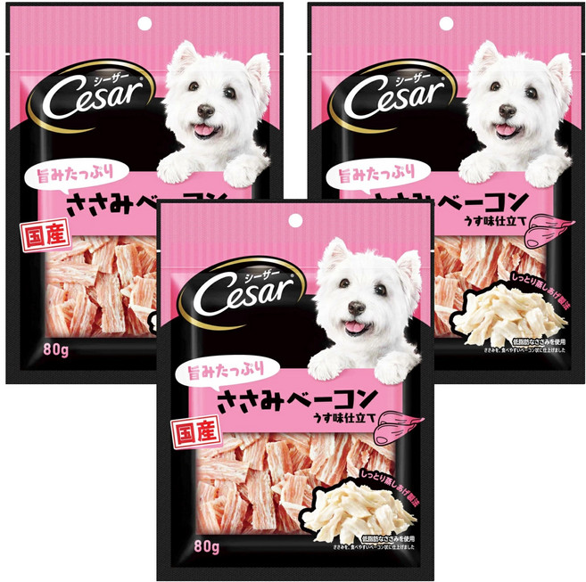 Cesar 西莎 點心系列 狗零食, 低脂雞胸培根切片口味, 80g, 3包