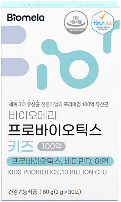 바이오메라 프로바이오틱스 키즈 하우아유 다니스코 100억 유산균 비타민D 아연, 30회분, 1개