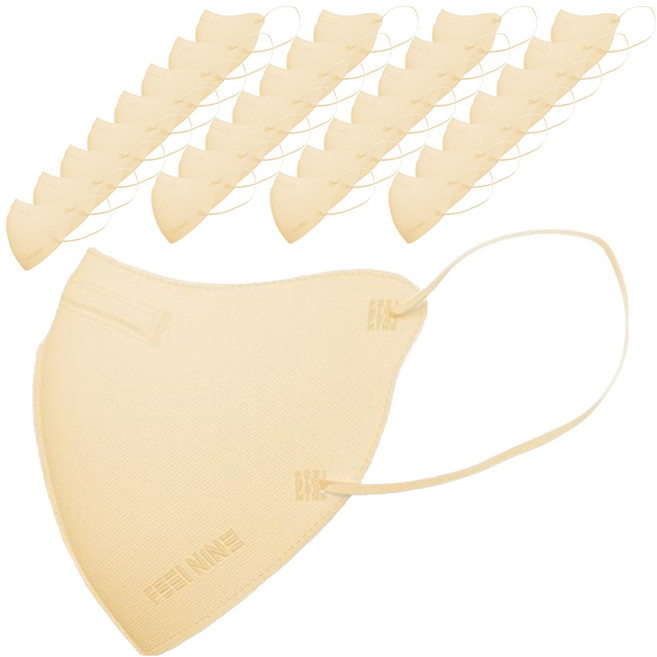 필나인 라이트 핏 2D 보건용 마스크 중형 KF94, 1매입, 100개, 크림베이지