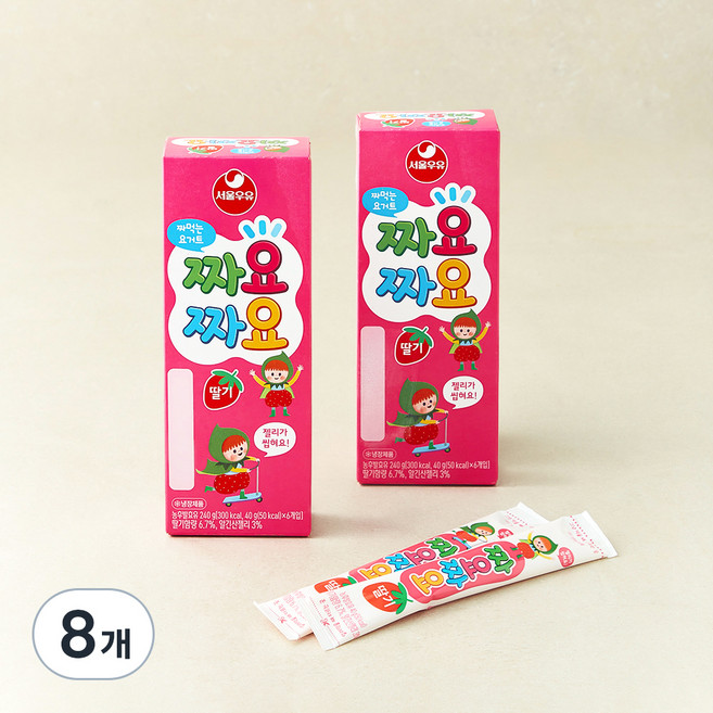 서울우유 짜먹는 요구르트 짜요짜요 딸기, 40g, 6개입, 8개