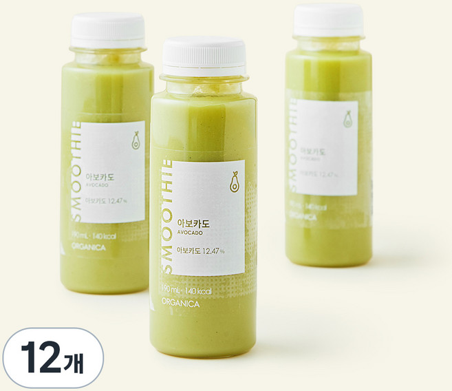 올가니카 아보카도 과채주스, 190ml, 12개