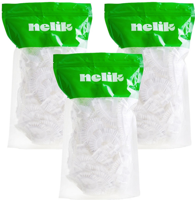 넬릭 퀵 커버 일회용 다용도 비닐 헤어 캡 100p, 투명, 3개