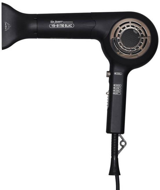 예스뷰티 BLAC 항공모터 드라이기 1700W, YB-B1700BLAC, 블랙