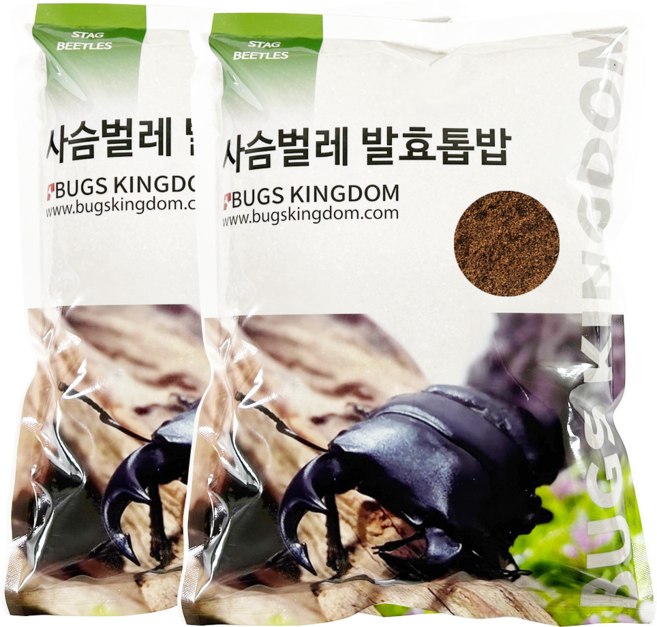 벅스킹덤 사슴벌레 발효톱밥 3L, 혼합색상, 2개
