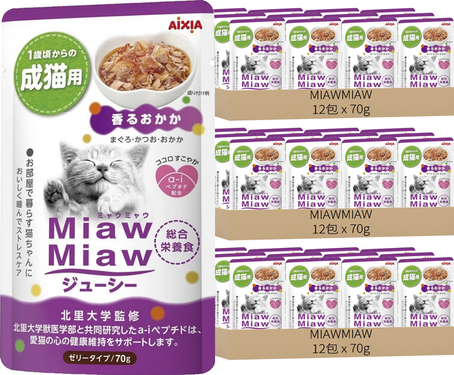 MIAWMIAW 妙喵主食軟包, 鰹魚 + 柴魚, 70g, 36包