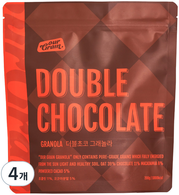 아워그레인 더블초코 그래놀라, 200g, 4개