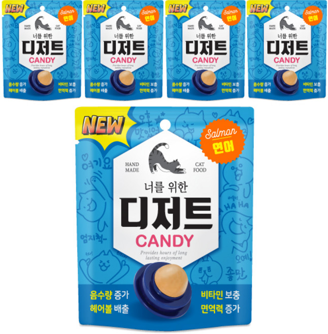 너를위한디저트 고양이 캔디, 연어맛, 3.5g, 5개