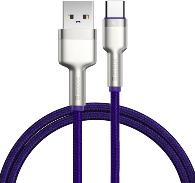 Baseus 倍思 金屬卡福樂系列 數據線 USB to Type-C 40W, 2m, 紫色, 1條