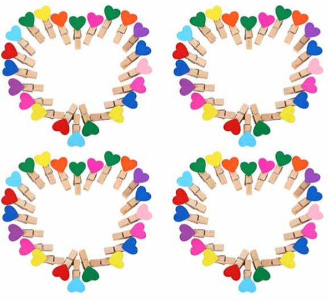 ABM 하트 나무집게, 랜덤 발송, 200개