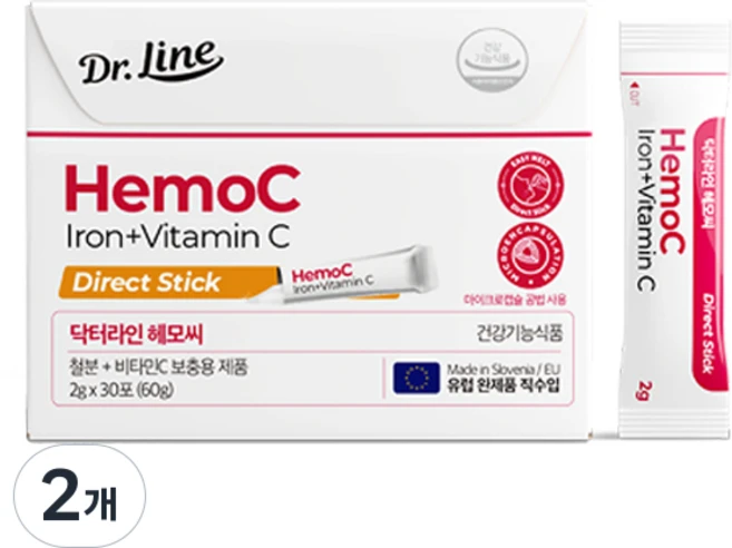 닥터라인 헤모씨 철분 30p, 60g, 2개 - 쿠팡