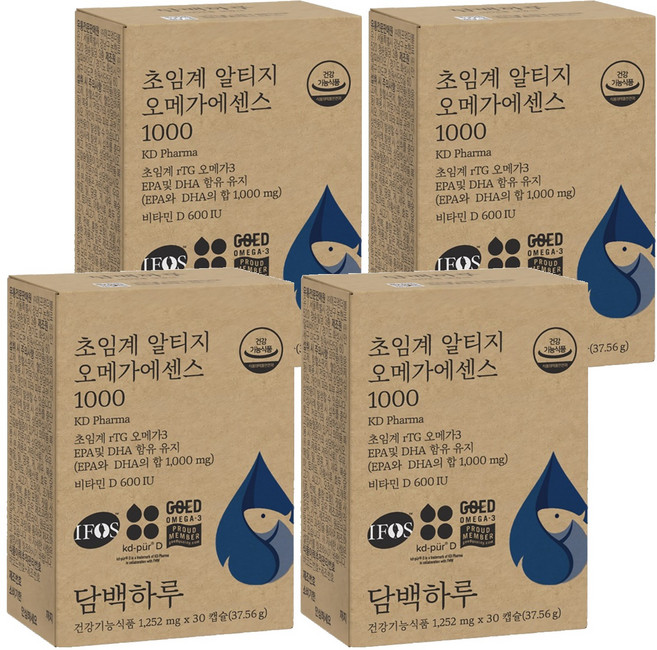9위 - 담백하루 정품 초임계 알티지 오메가에센스 1000, 30정, 4개