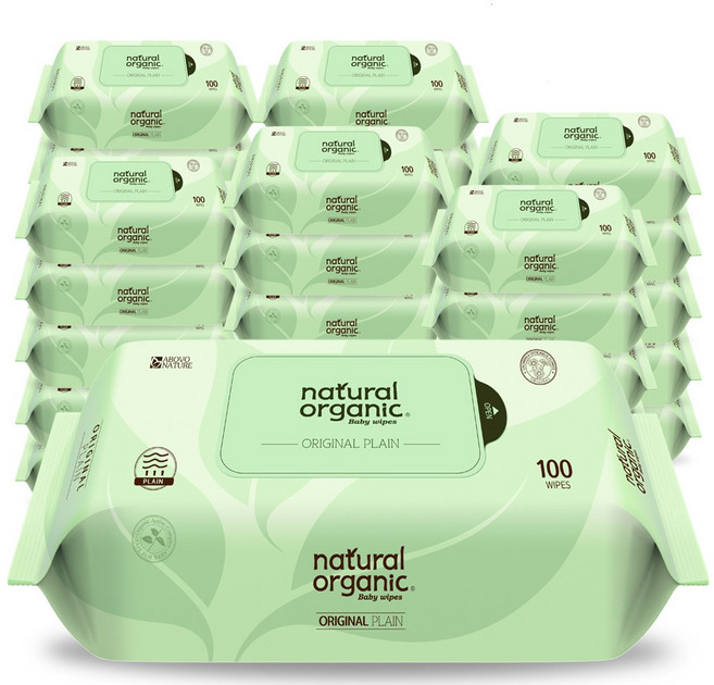 네츄럴오가닉 오리지널 플레인 물티슈 리필형, 50g, 100매, 30개