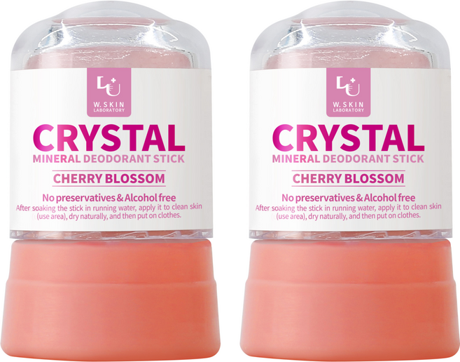 더블유피부연구소 크리스탈 데오드란트 체리블러섬, 45g, 2개