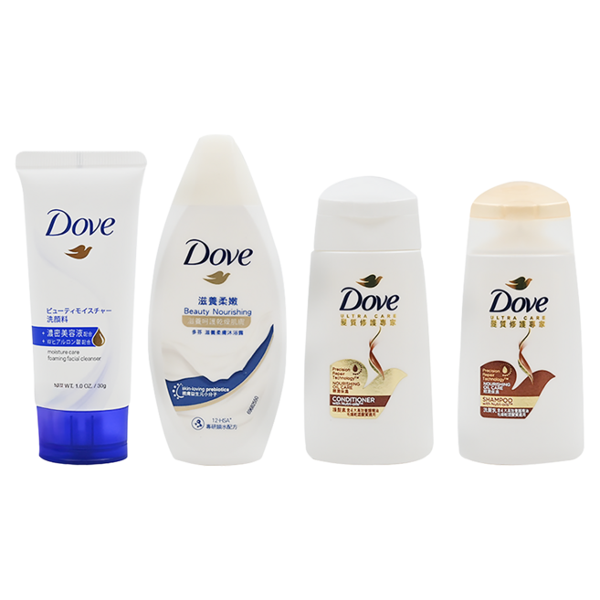 Dove 多芬 旅行組 (洗面乳+沐浴乳+洗髮乳+潤髮乳), 1組