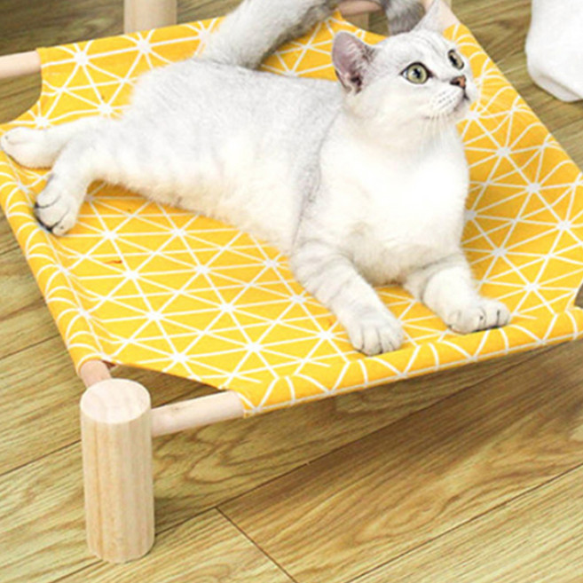 건우코리아 캣 베드 우드 해먹, 옐로우, 1개