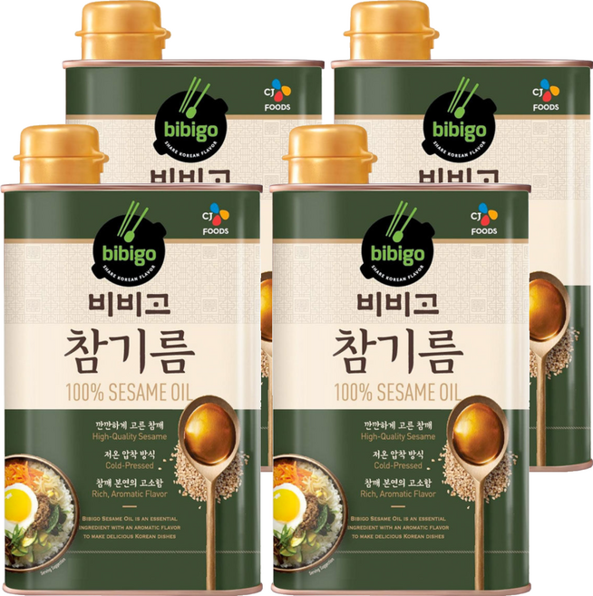 CJ bibigo 芝麻油 500ml 精選芝麻 精細壓榨製成, 4罐