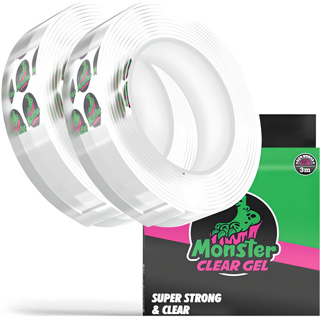 몬스터겔 실리콘 양면테이프 30mm x 3m, 투명, 2개