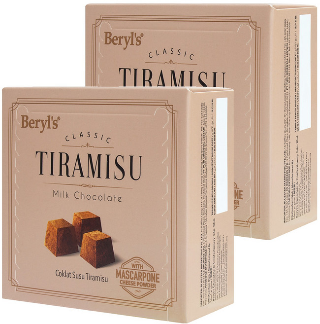 Beryl's 提拉米蘇風味牛奶巧克力 65g (添加植物油) 馬斯卡彭起司與咖啡粉, 2盒