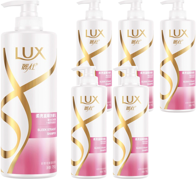 LUX 麗仕 柔亮直順洗髮乳, 750g, 6瓶