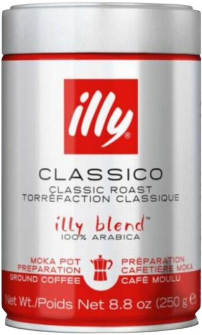 illy 意利 中焙咖啡豆-摩卡壺專用粉, 1罐, 250g, 摩卡鍋