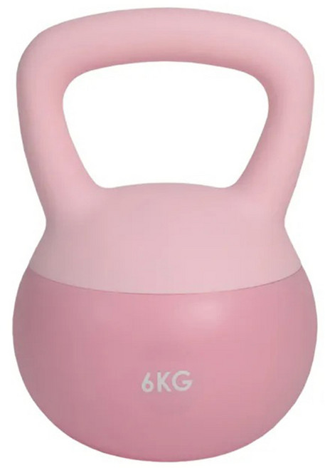 軟壺鈴 PVC軟材質 內置細鐵砂 防滑握把, 粉色, 6kg, 1個
