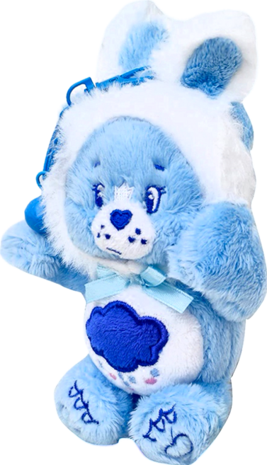 Care Bears 療癒立體造型絨毛公仔鑰匙圈掛飾, 17cm, 兔耳藍, 1個