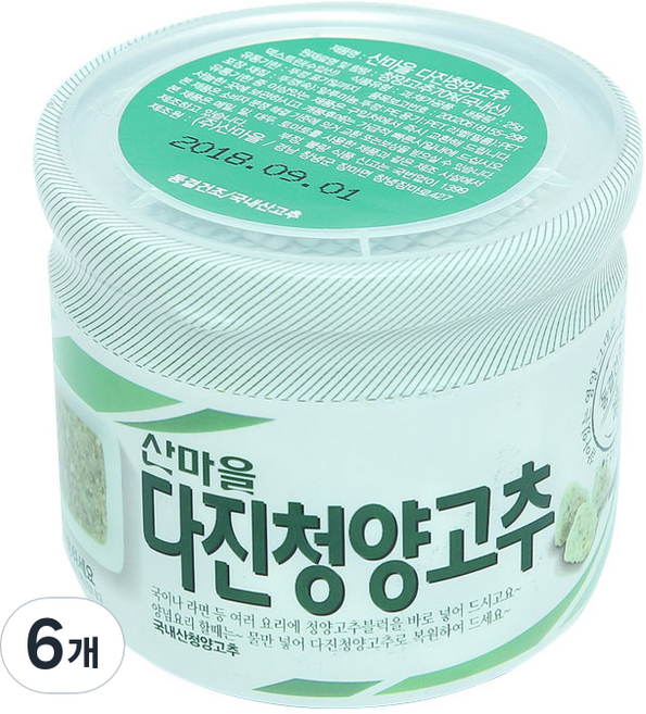 산마을 다진청양고추 용기, 25g, 6개