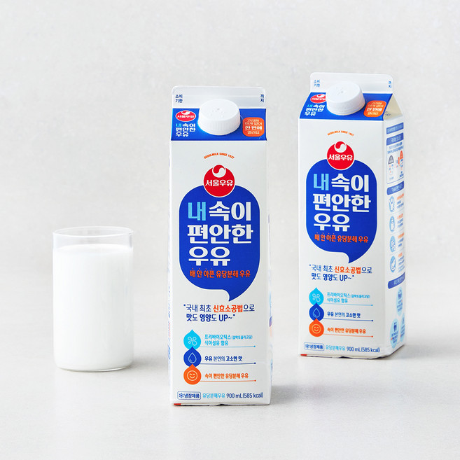 서울우유 내 속이 편안한 우유, 900ml, 2개