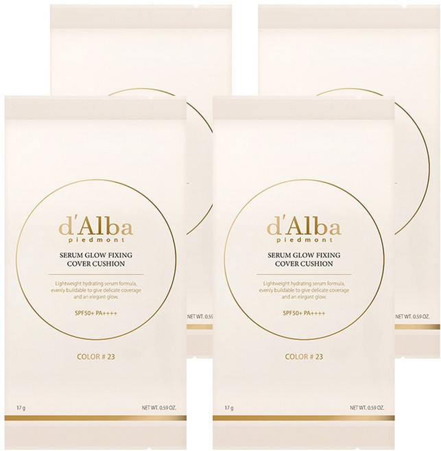 [비건뷰티] 달바 세럼 글로우 픽싱 커버 쿠션 파운데이션 리필용 17g, 23호, 4개