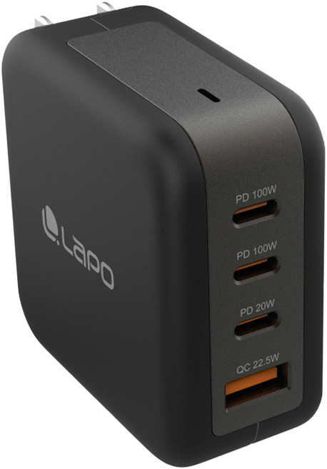 LaPO 100W 氮化鎵4口極速充電器 原廠保固, 黑色, 1個
