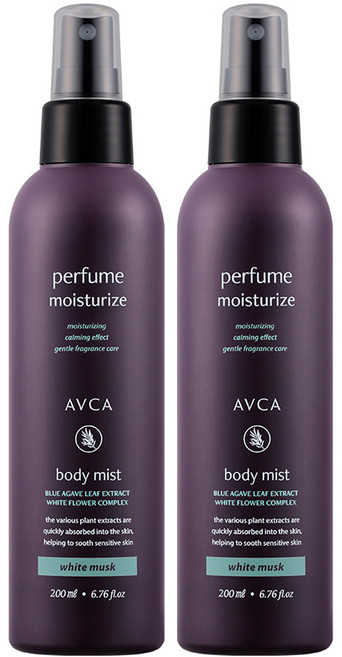 아브카 퍼퓸 대용량 바디 미스트 화이트머스크향, 2개, 200ml