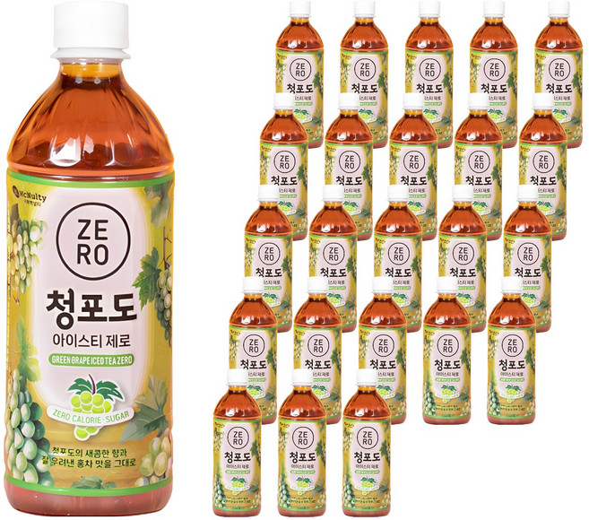 맥널티커피 청포도 아이스티 제로, 500ml, 24개
