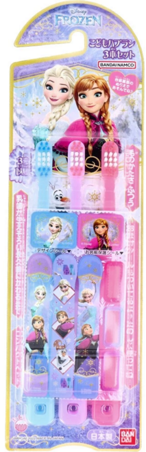 BANDAI Disney 迪士尼 冰雪奇緣兒童牙刷 3歲以上, 冰雪奇緣 多色, 3支, 1組