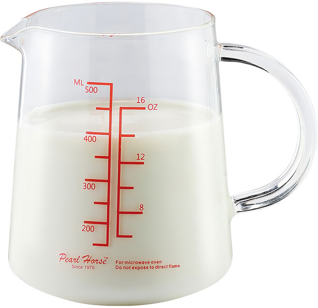 Pearl Horse 寶馬 玻璃刻度拉花杯 500cc 耐熱玻璃, 透明色, 1個