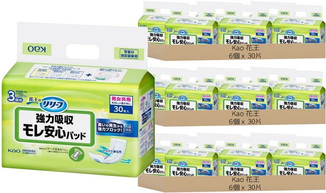 Kao 花王 日本原裝進口 Relief 紙尿褲專用尿布片 強力吸收型, FREE(onesize), 18個, 30片