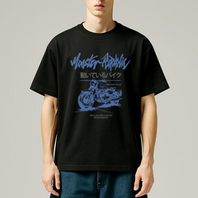 몬스터리퍼블릭 모터싸이클 빈티지 블루 티셔츠 8133