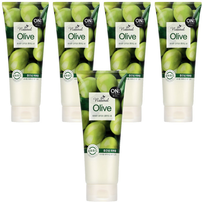 온더바디 더 내추럴 올리브 촉촉한 클렌징 폼, 200g, 5개