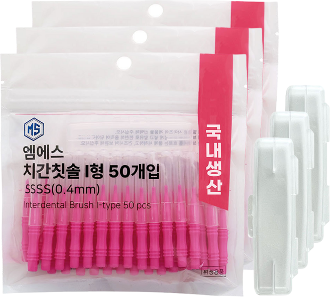 엠에스덴탈 I형 치간칫솔 SSSS, 0.4mm, 50개입, 3개